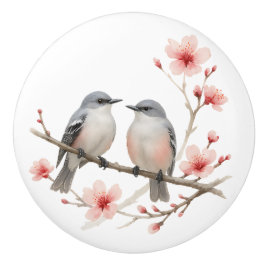 Romantische Vögel auf Cherry Blossom Zweig Wasserf Keramikknauf