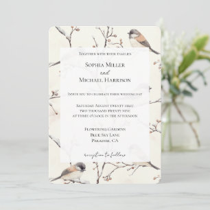 Romantische Vögel bei einer Baumhochzeit Einladung
