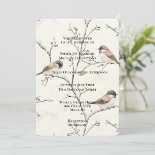 Romantische Vögel in einer Baumhochzeit Einladung