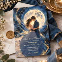 Romantische Vollmond-Hochzeit Mitternacht Nachthim