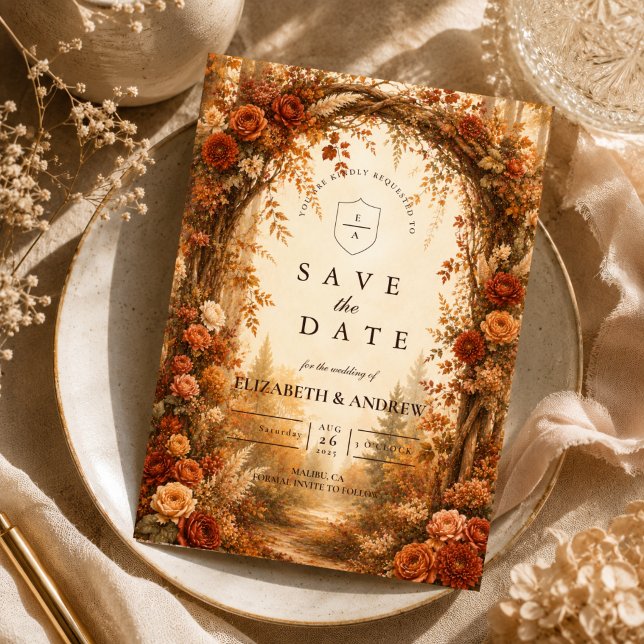 Romantische Waldhochzeit im Herbst Save The Date (Von Creator hochgeladen)