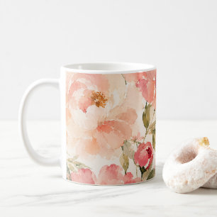 Romantische warme Sommer-Wasserfarben-Blüten Kaffeetasse