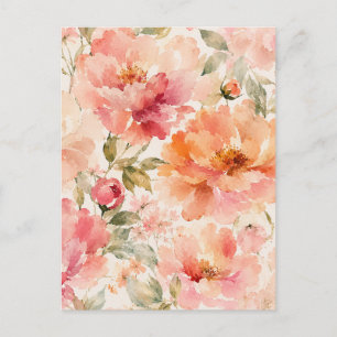 Romantische warme Sommer-Wasserfarben-Blüten Postkarte