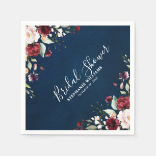Romantische Wasserfarbe Burgund Rote Marine Floral Serviette