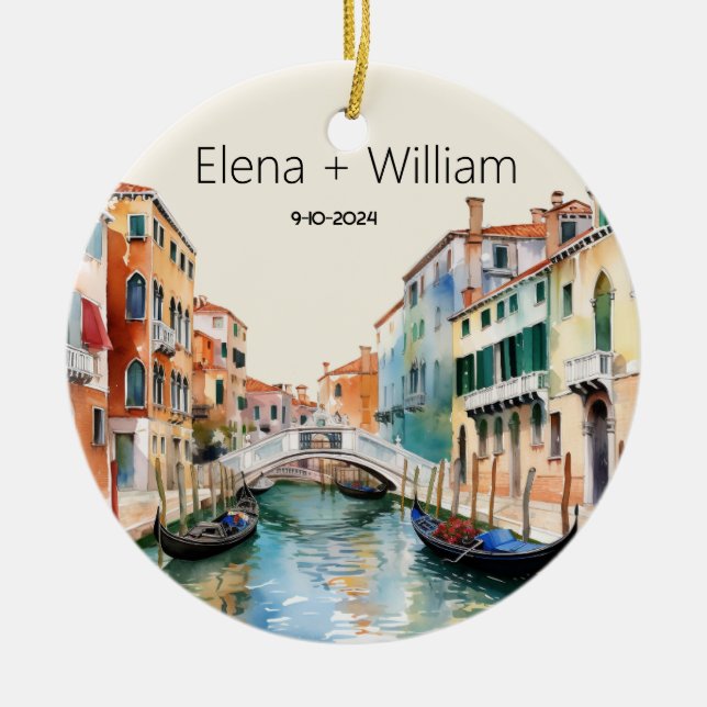 Romantische Wasserfarbe Italien Hochzeitlich verhe Keramik Ornament (Vorne)