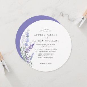 Romantische Wasserfarbe Lavendel Blumen Hochzeit Einladung