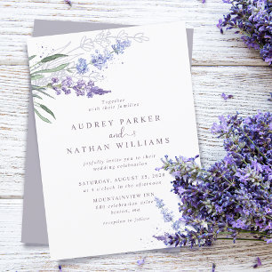 Romantische Wasserfarbe Lavendel Hochzeit Einladung