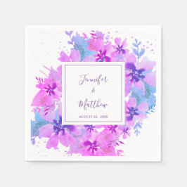 Romantische Wasserfarbe Lila Blumenhochzeit Napkin Serviette