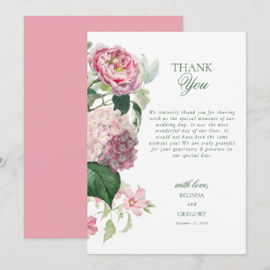 Romantische Wasserfarbe Rosa Blume Hochzeit Garten Dankeskarte
