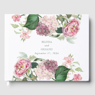 Romantische Wasserfarbe Rosa Blume Hochzeit Garten Gästebuch