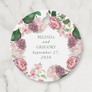 Romantische Wasserfarbe Rosa Blume Hochzeit Garten Geschenkanhänger