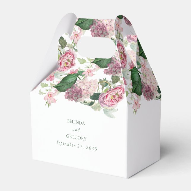 Romantische Wasserfarbe Rosa Blume Hochzeit Garten Geschenkschachtel (Vorderseite)