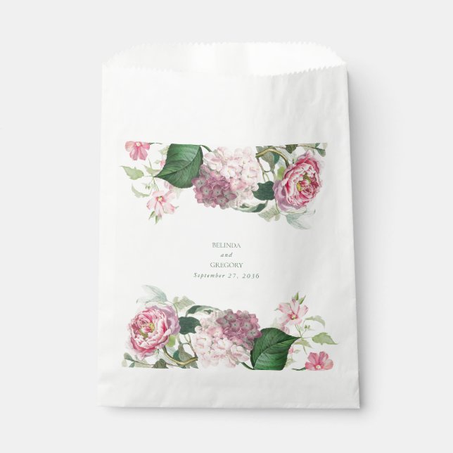Romantische Wasserfarbe Rosa Blume Hochzeit Garten Geschenktütchen (Vorderseite)
