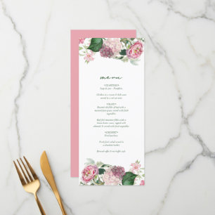 Romantische Wasserfarbe Rosa Blume Hochzeit Garten Menükarte