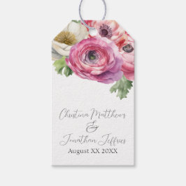 Romantische Wasserfarbe Rosa und Weiße Ranunculus Geschenkanhänger