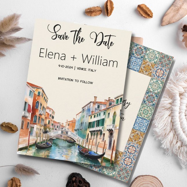 Romantische Wasserfarbe Venedig Italien Save the D Einladung (Von Creator hochgeladen)