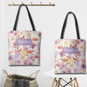 Romantische Wasserfarben-Blumen mit individuellem Tasche