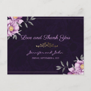 Romantische Wasserfarben Lila Peony Wedding Vielen Postkarte