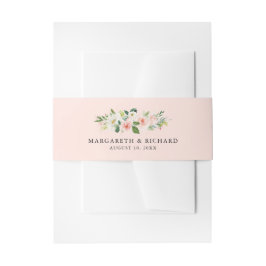 Romantische Wasserfarben Peach Blumengarten Hochze Einladungsbanderole