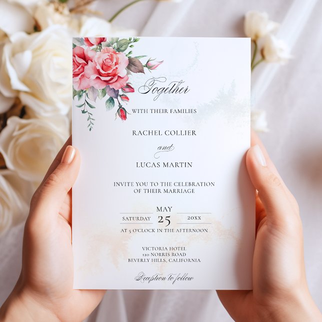 Romantische Wasserfarben Rosen und Kalligraphie Einladung (Von Creator hochgeladen)