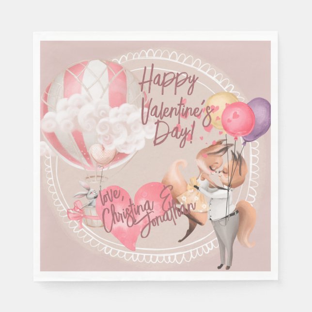Romantische Wasserfarben - Valentine Liebe Fohlen  Serviette (Vorderseite)