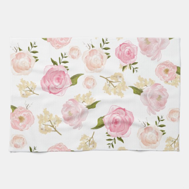 Romantische Wasserfarbenfrohe Peonings Blumenmuste Handtuch (Horizontal)