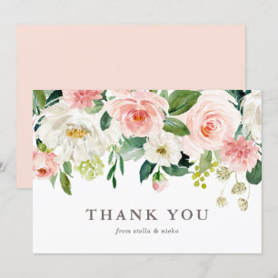 Romantische Wasserfarbenfrühlingsblüte Hochzeit Dankeskarte