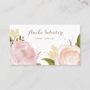 Romantische Watercolor-Blumen-Geschäfts-Karte Visitenkarte