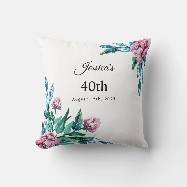 Romantische Weibchenblüte 40. Geburtstag Kissen (Vorderseite)