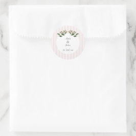 Romantische weich rosa Hochzeitstickerin Runder Aufkleber