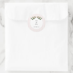 Romantische weich rosa Hochzeitstickerin Runder Aufkleber