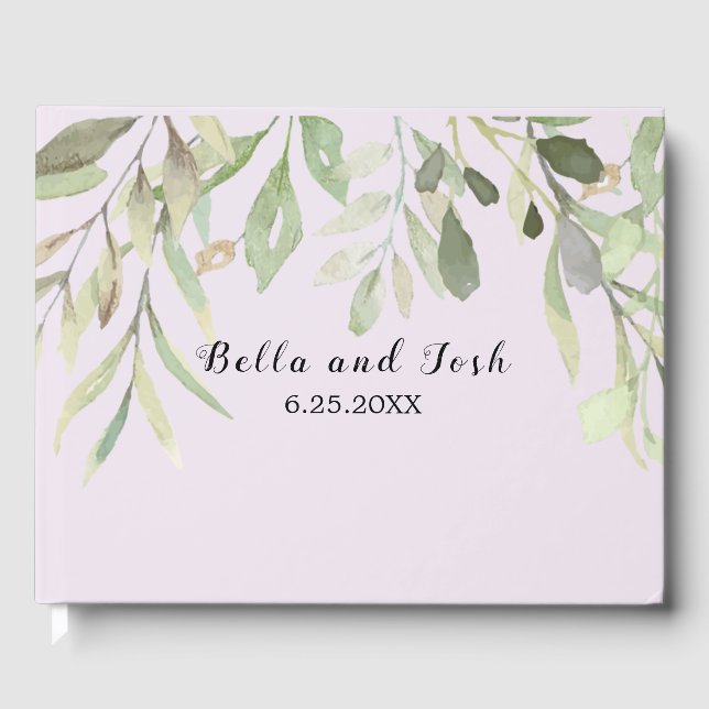 Romantische weiche botanische Hochzeit Gästebuch (Vorderseite)