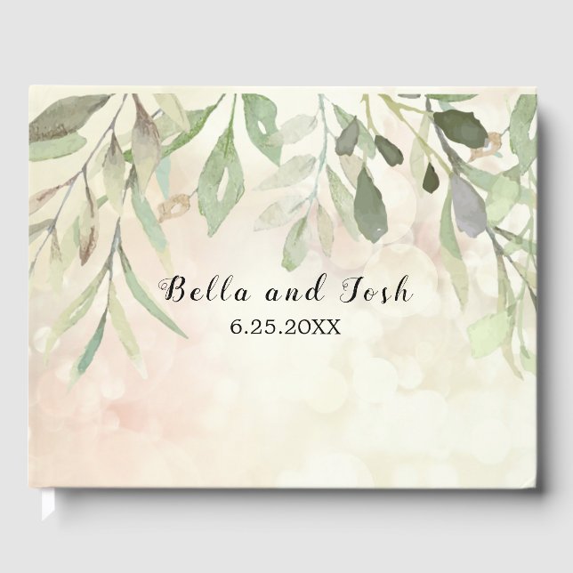 Romantische weiche botanische Hochzeit Gästebuch (Vorderseite)