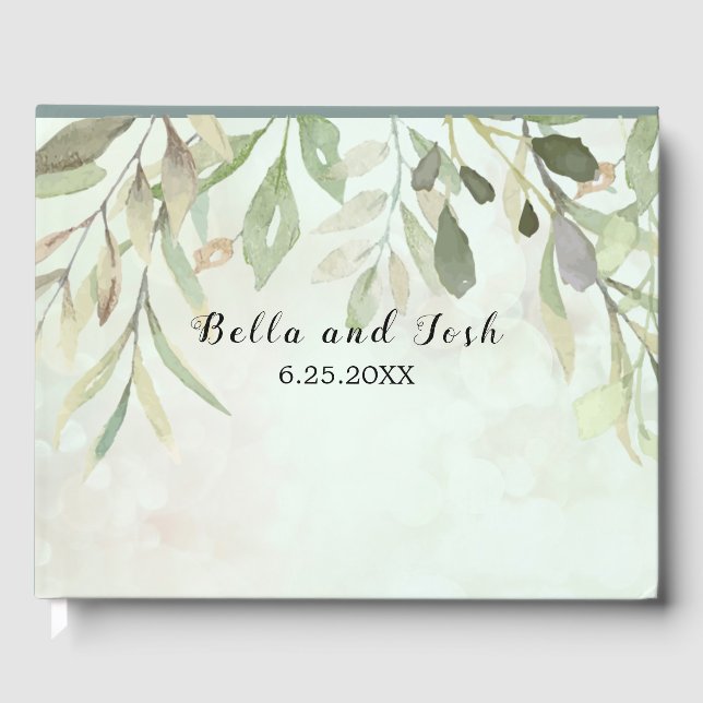 Romantische weiche botanische Hochzeit Gästebuch (Vorderseite)