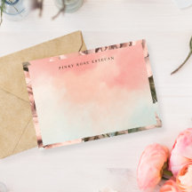 Romantische weiche rosa Rosen-Aquarell-Notizkarte
