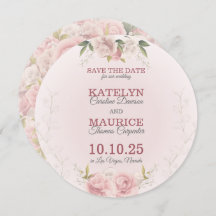Romantische weiche Rose Save the Date Karte