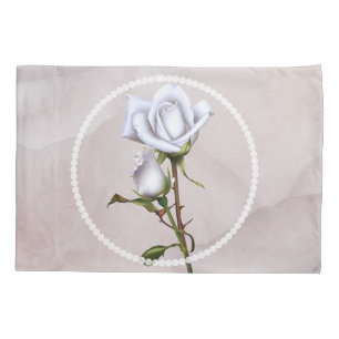Romantische weiche weiße Rosen elegante Blumen-Gla Kissenbezug
