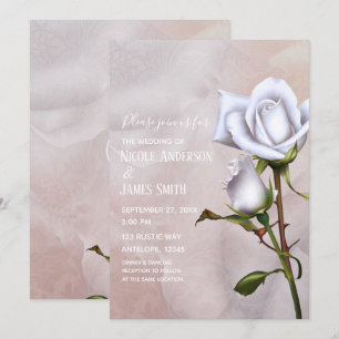 Romantische weiche weiße Rosen elegante Blumenhoch Einladung