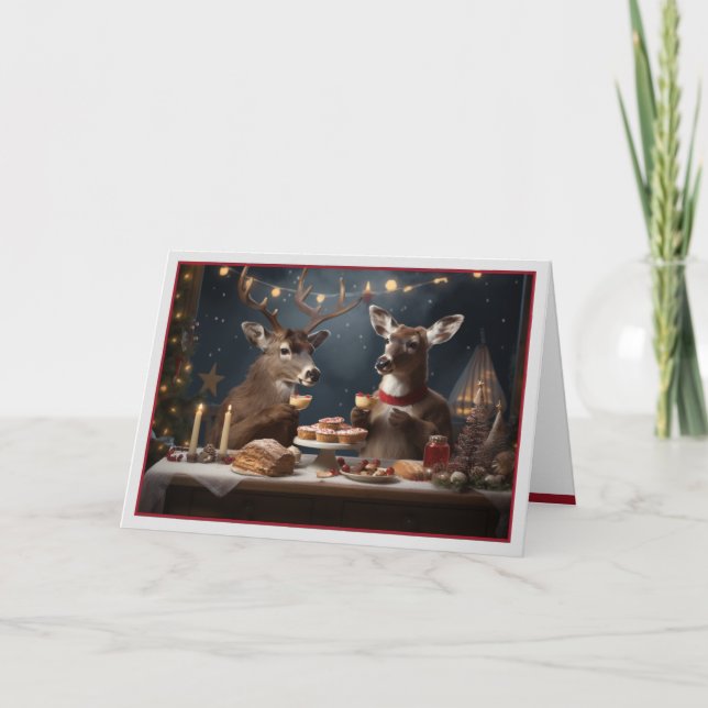 Romantische Weihnachtskarte für Hirsche Karte (Vorderseite)