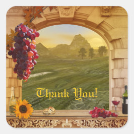 Romantische Weinbauhochzeit Dankeschön-Sticker Quadratischer Aufkleber