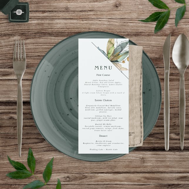 Romantische Weinberge Minimaler Garten Grün Menükarte (Von Creator hochgeladen)