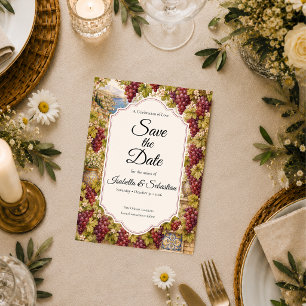 Romantische Weinberghochzeit Save The Date