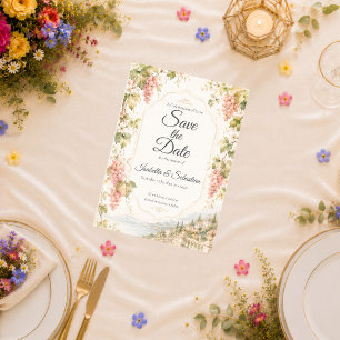 Romantische Weinberghochzeit Save The Date