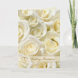 Romantische Weißcreme-Rose Hochzeitskarte Einladung