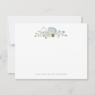 Romantische weiße blaue Hochzeit Dankeskarte