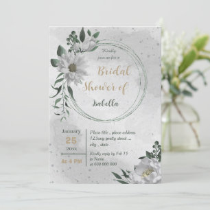 Romantische weiße Blume botanisches Brautparty Einladung