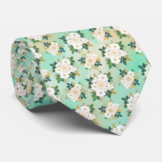 Romantische weiße Blume Mini-Aquarelldesign Krawatte (Gerollt)