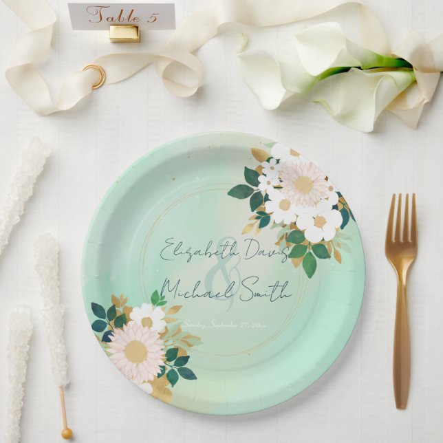 Romantische weiße Blume Mini-Aquarelldesign Pappteller (Hochzeit)