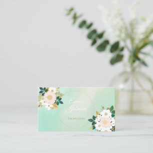 Romantische weiße Blume Mini-Aquarelldesign Visitenkarte
