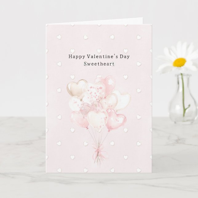 Romantische weiße Herzen Rosa Valentinstag Karte (Kleine Pflanze)